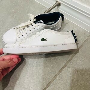 Lacoste Kids White Sneakers with Green Logo